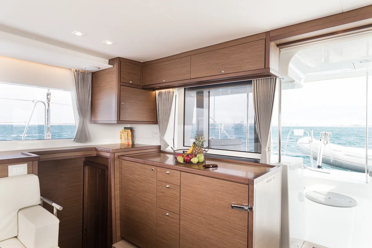 Galley of Myrto, a Lagoon 450 Fly catamaran at Preveza, Greece