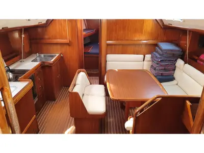 Salon of Bavaria 47, a sailboat at Rhodes, Greece