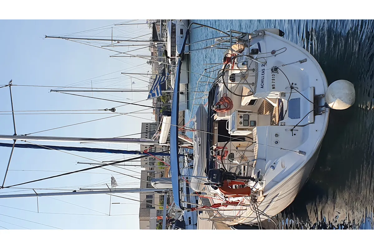 Exterior view of Bavaria 47, a sailboat at Rhodes, Greece