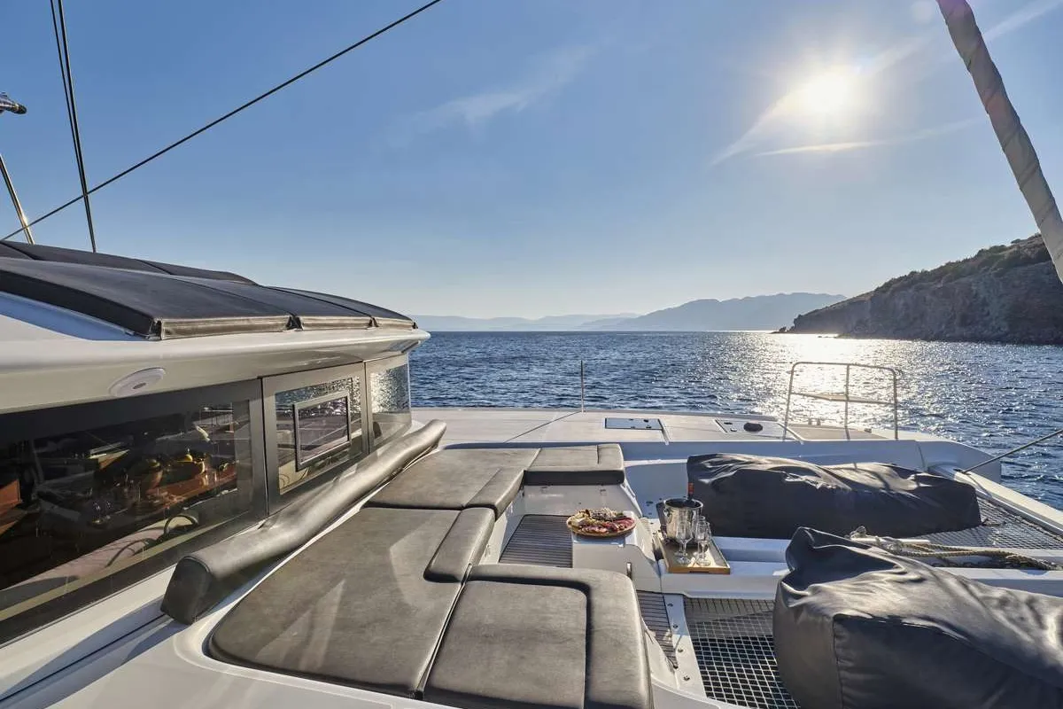 Andare Avanti, a Lagoon 50 catamaran at Municipal Unit of Nea Peramos, Greece