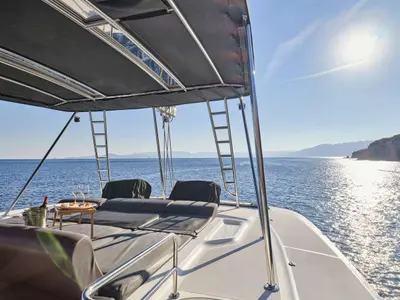 Andare Avanti, a Lagoon 50 catamaran at Municipal Unit of Nea Peramos, Greece