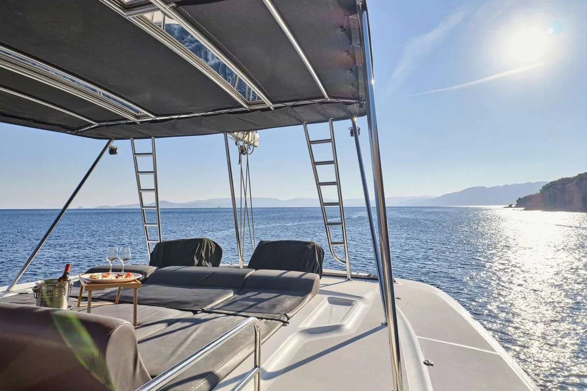 Andare Avanti, a Lagoon 50 catamaran at Municipal Unit of Nea Peramos, Greece