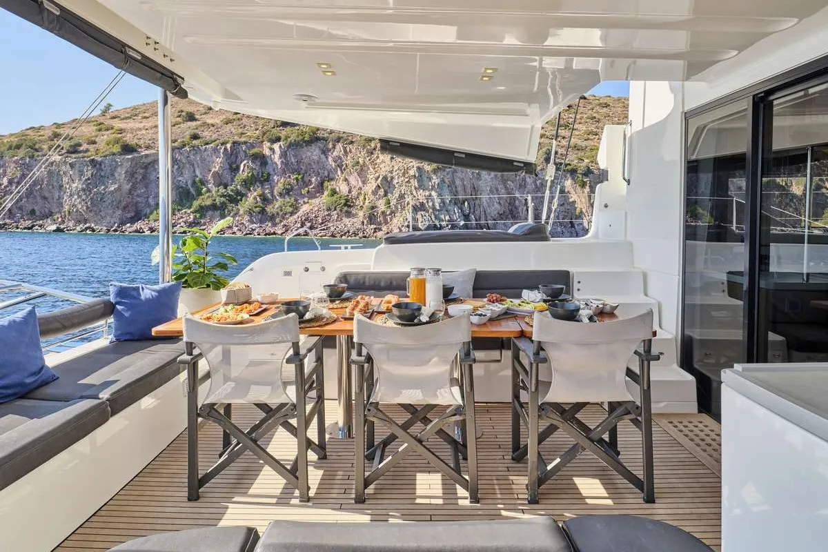 Andare Avanti, a Lagoon 50 catamaran at Municipal Unit of Nea Peramos, Greece