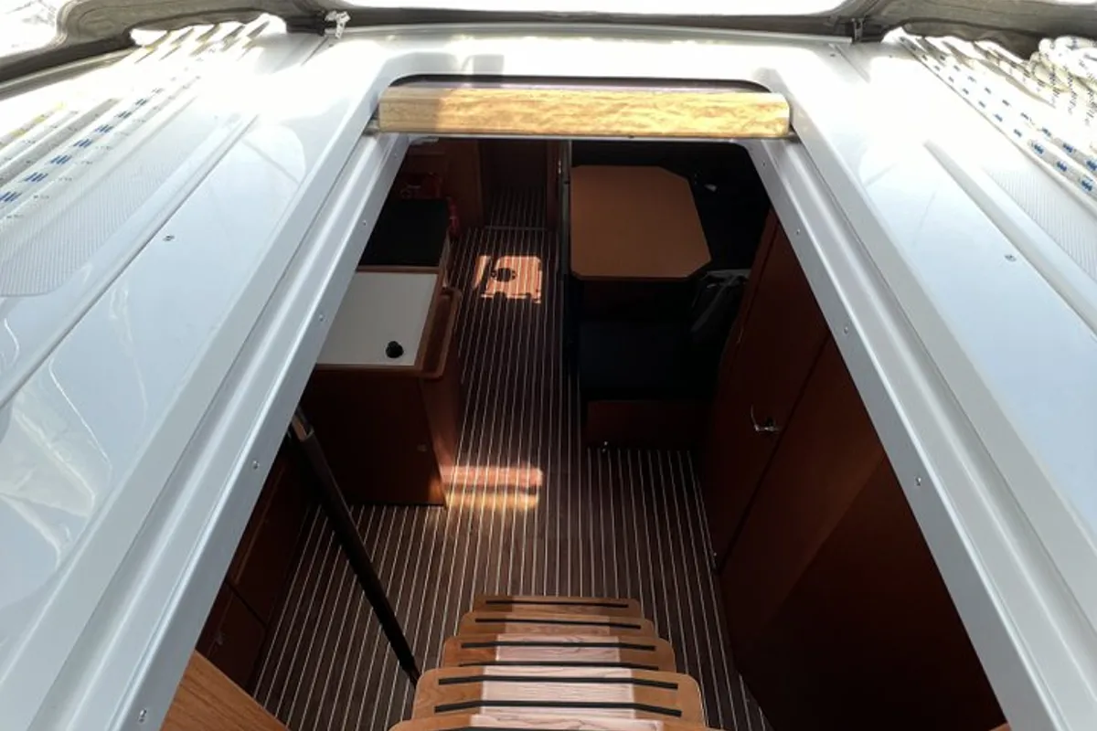 Salon of Nela, a Bavaria C38 sailboat at Pirovac, Croatia