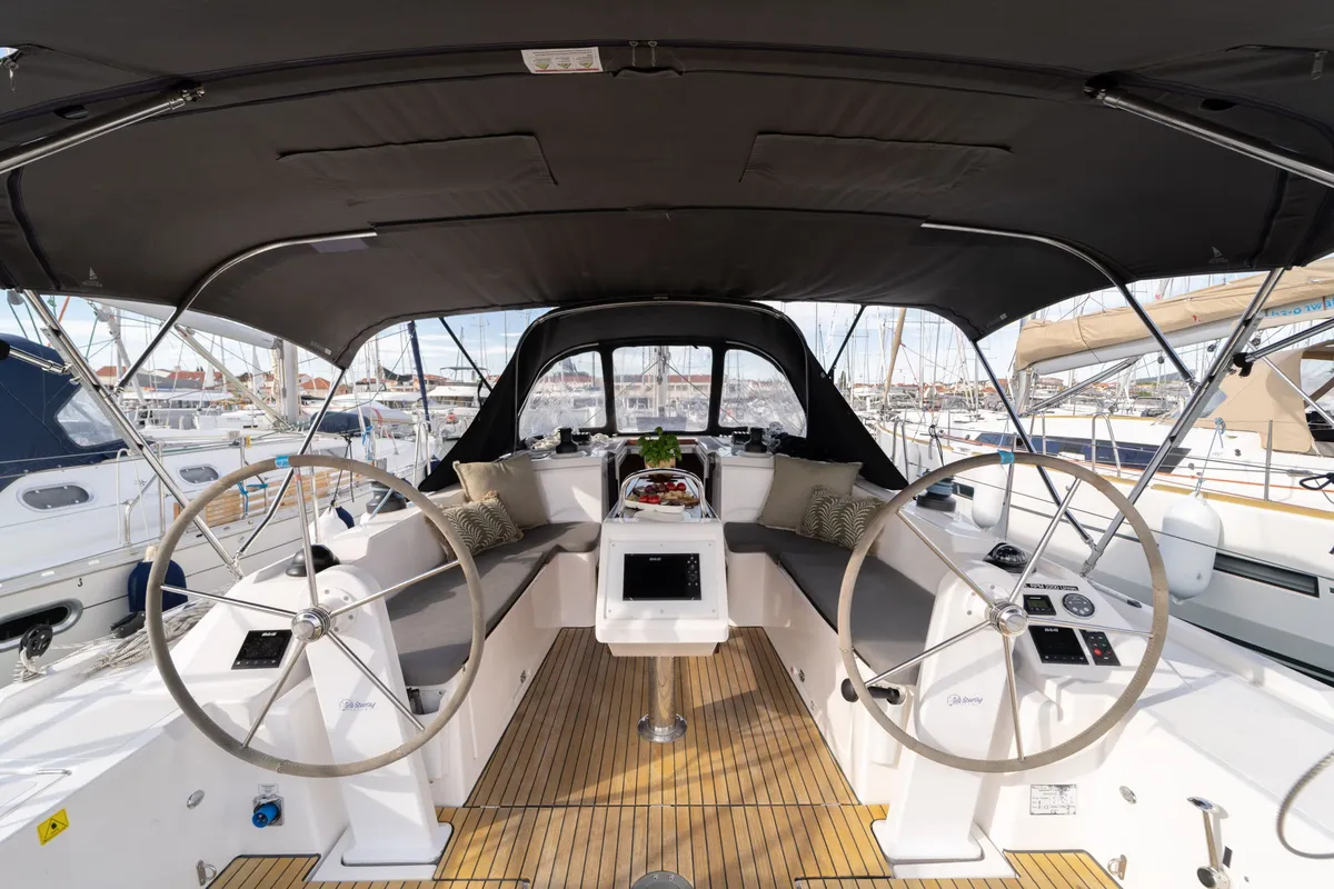 Galley of Nela, a Bavaria C38 sailboat at Pirovac, Croatia