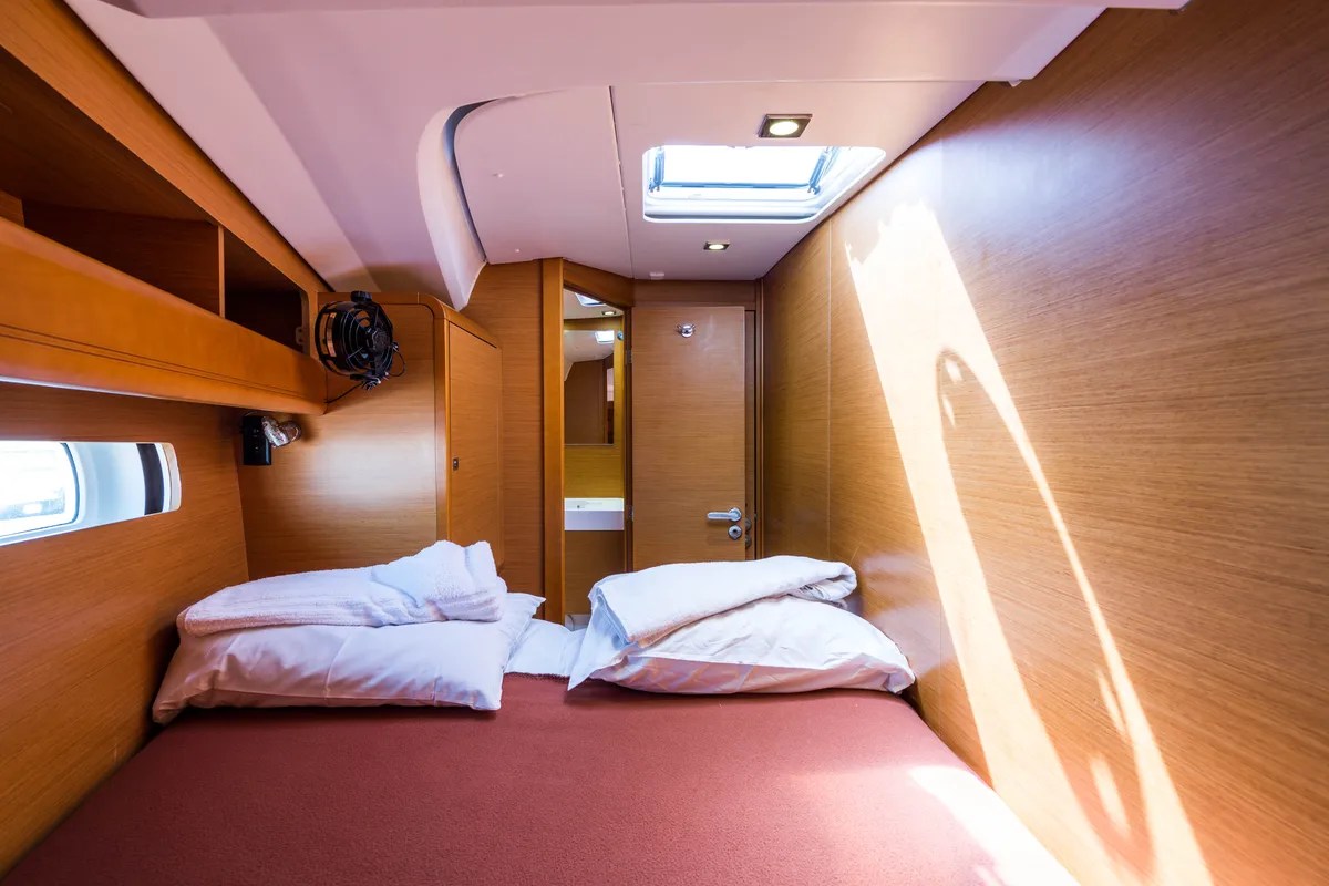 Cabin on Vega, a Jeanneau Sun Odyssey 469 sailboat at Municipal Unit of Nea Peramos, Greece