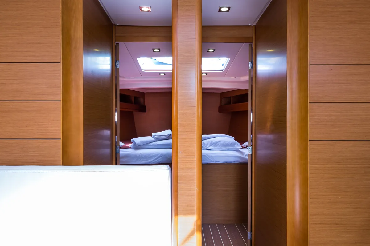 Cabin on Vega, a Jeanneau Sun Odyssey 469 sailboat at Municipal Unit of Nea Peramos, Greece