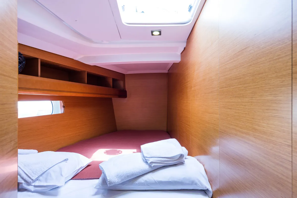 Cabin on Vega, a Jeanneau Sun Odyssey 469 sailboat at Municipal Unit of Nea Peramos, Greece