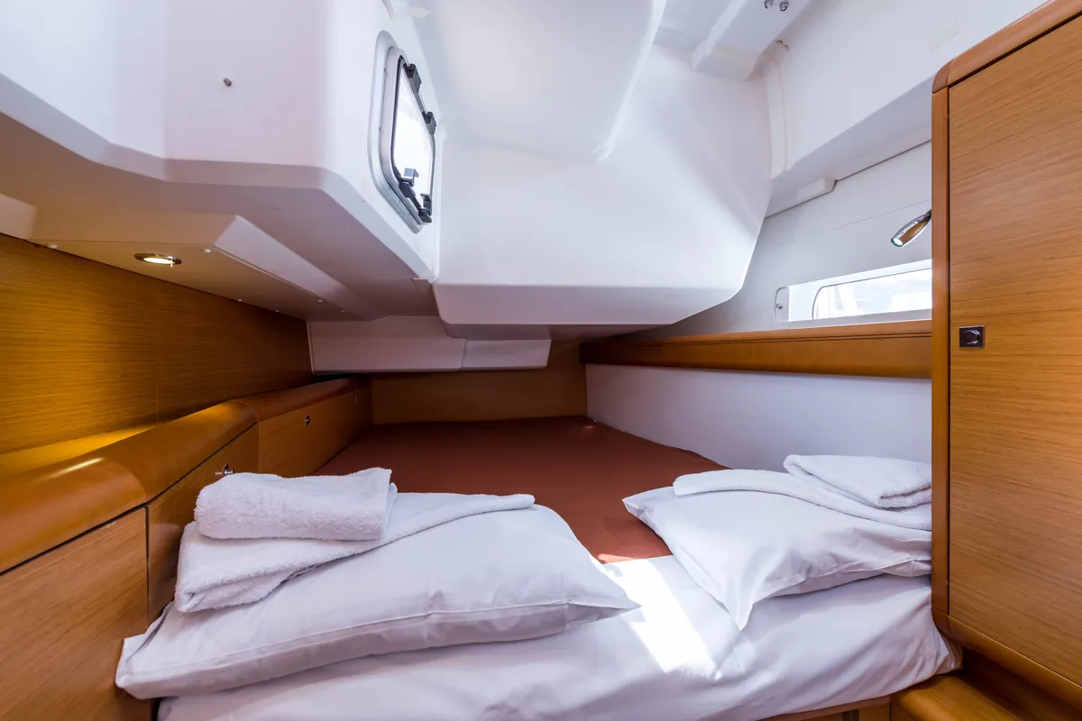 Cabin on Vega, a Jeanneau Sun Odyssey 469 sailboat at Municipal Unit of Nea Peramos, Greece