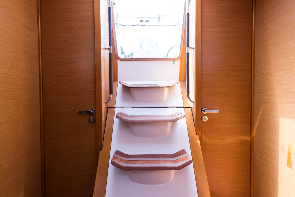 Salon of Vega, a Jeanneau Sun Odyssey 469 sailboat at Municipal Unit of Nea Peramos, Greece