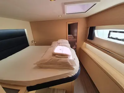 Cabin on Aquarius, a Fountaine Pajot Saona 47 Quintet catamaran at Grad Biograd na Moru, Croatia