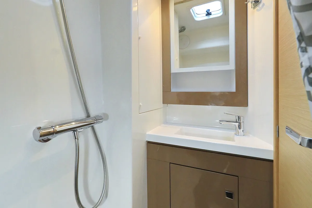 Head on Aquarius, a Fountaine Pajot Saona 47 Quintet catamaran at Grad Biograd na Moru, Croatia
