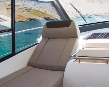 Cockpit of Falcon, a Bavaria 450 Sport HT motor yacht at Punat, Croatia