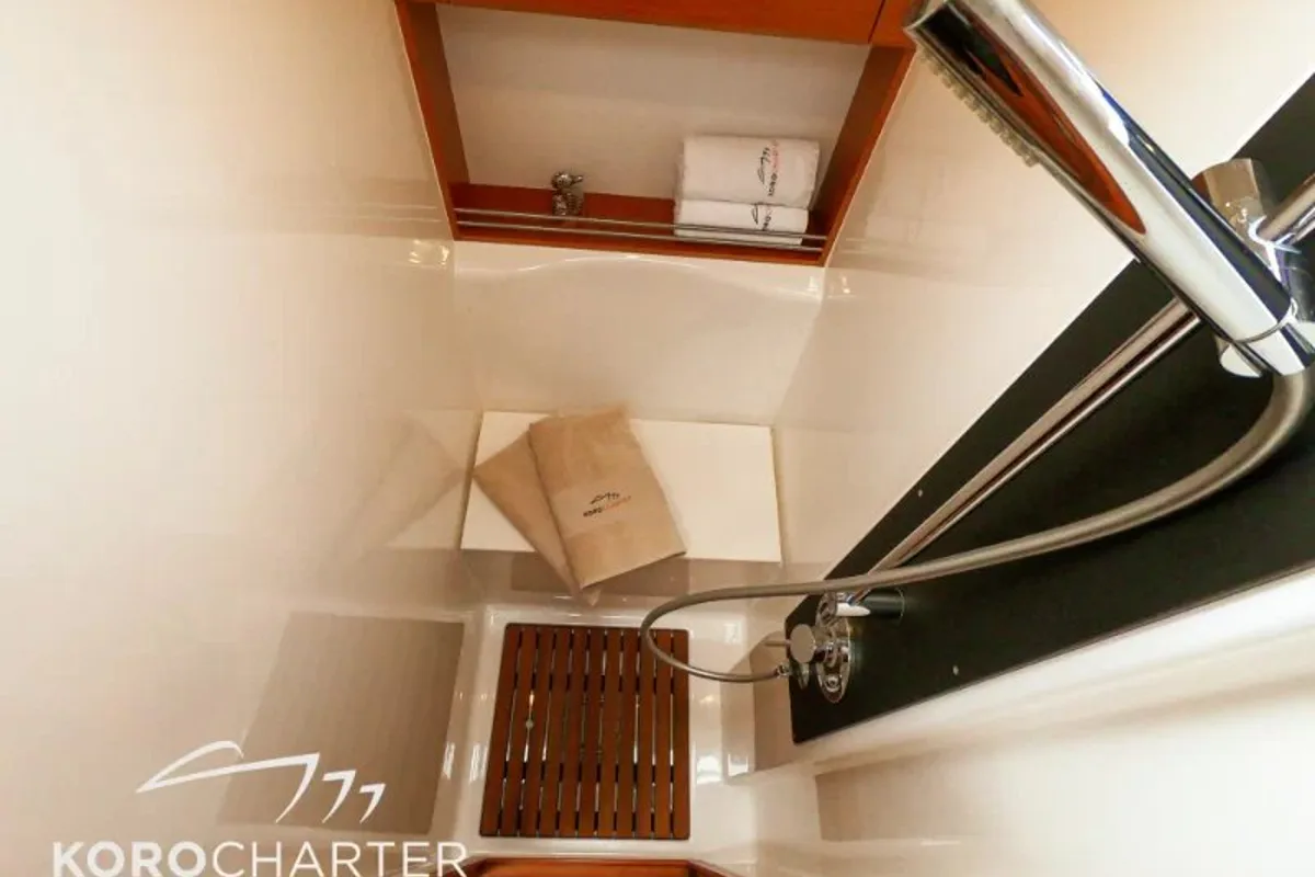 Falcon, a Bavaria 450 Sport HT motor yacht at Punat, Croatia