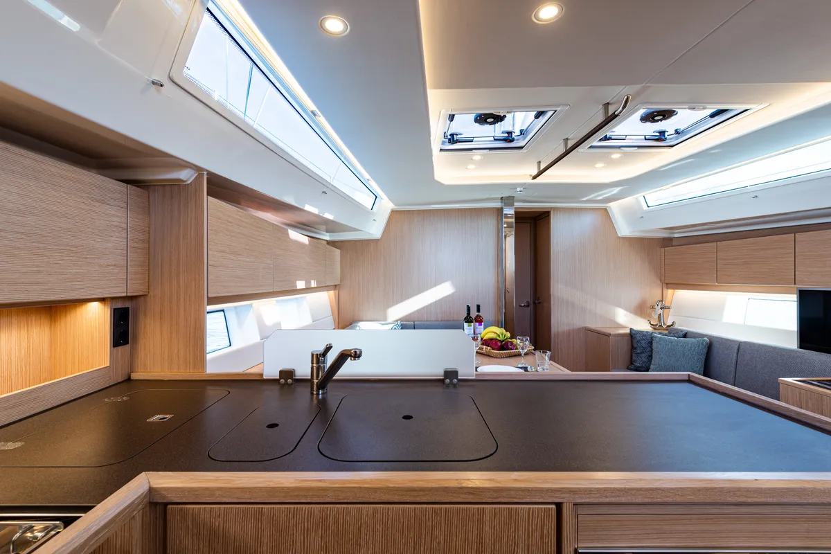 Galley of Barbagiannis, a Bavaria C45 sailboat at Municipal Unit of Lefkada, Greece