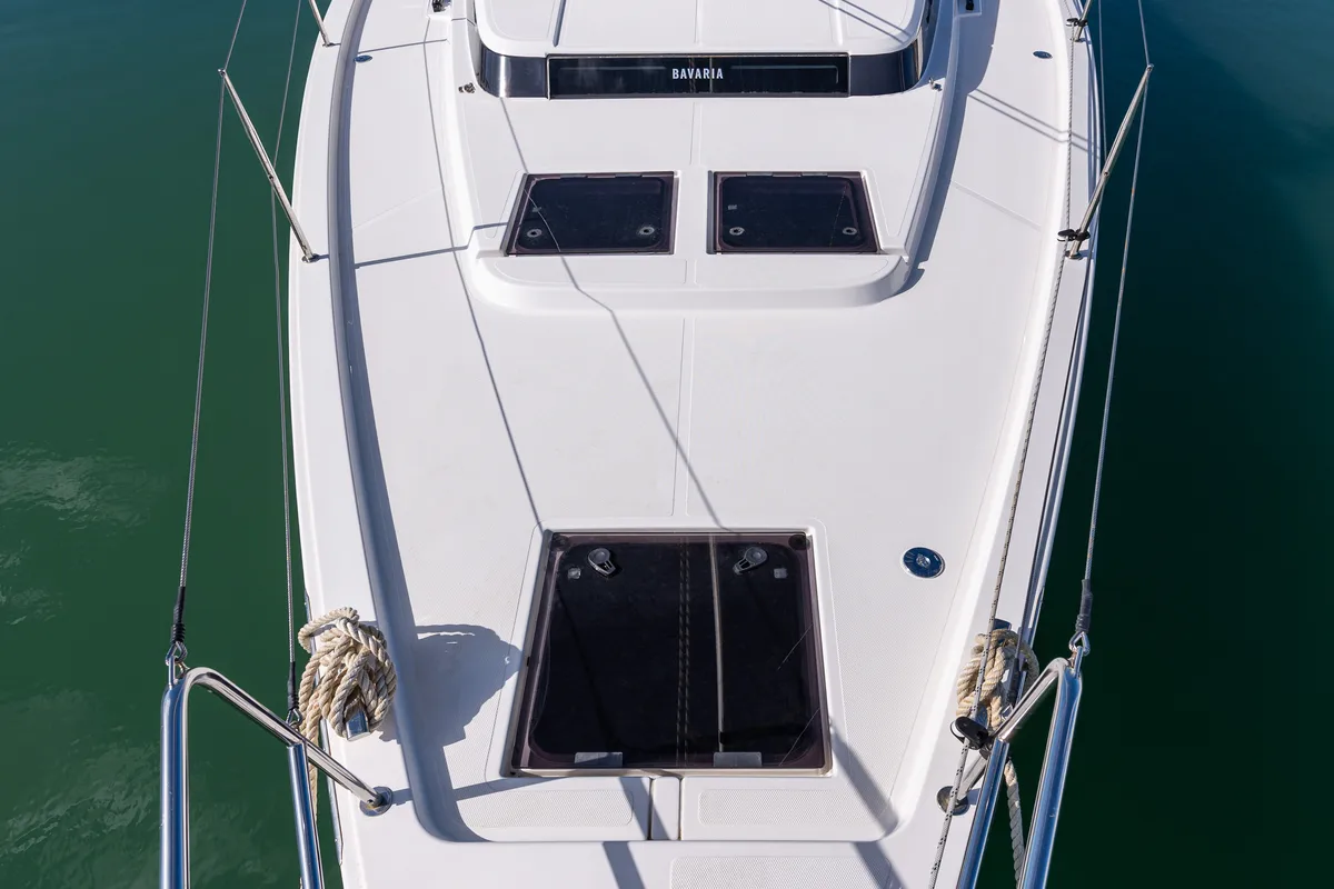 Exterior view of Barbagiannis, a Bavaria C45 sailboat at Municipal Unit of Lefkada, Greece