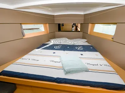 Cabin on Lisis, a Beneteau Oceanis 38 sailboat at Sitges, Spain