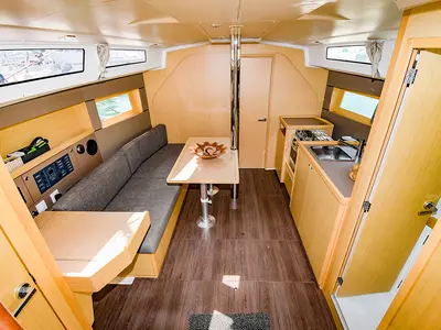 Salon of Lisis, a Beneteau Oceanis 38 sailboat at Sitges, Spain