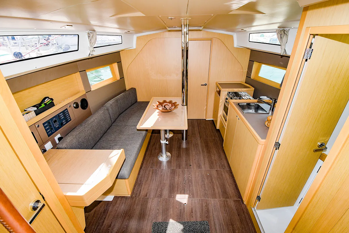 Salon of Lisis, a Beneteau Oceanis 38 sailboat at Sitges, Spain