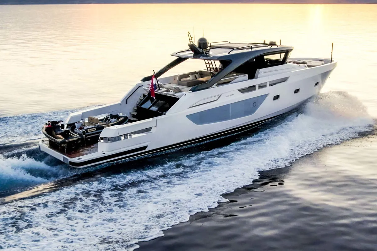 Exterior view of Kimani, a Bluegame BG74 motor yacht at Punat, Croatia