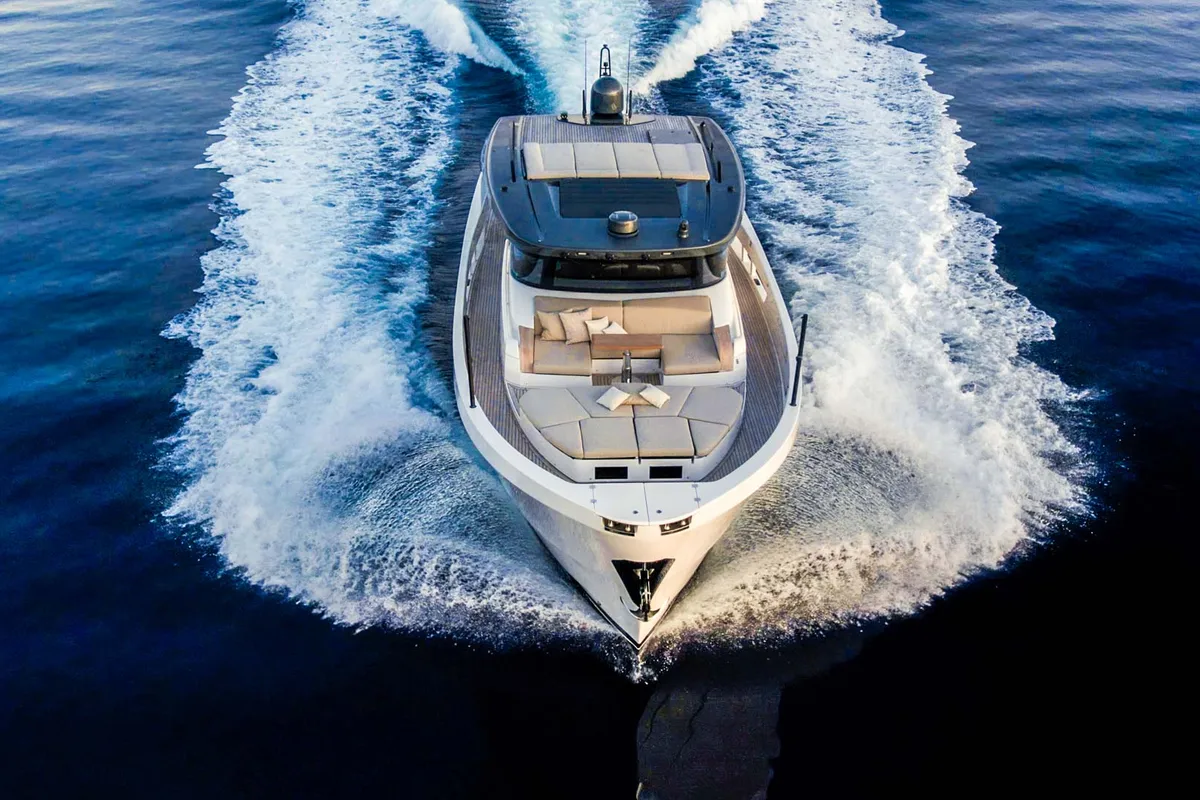 Exterior view of Kimani, a Bluegame BG74 motor yacht at Punat, Croatia