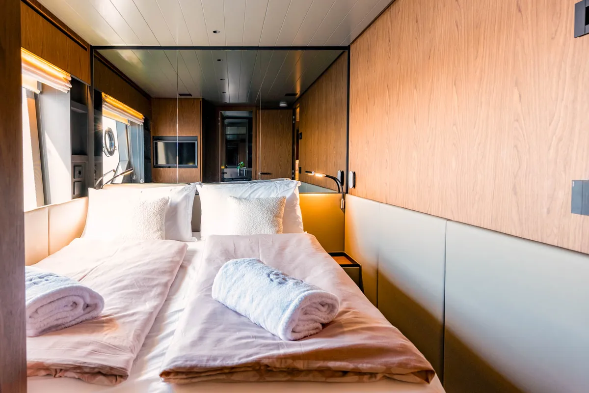Cabin on Kimani, a Bluegame BG74 motor yacht at Punat, Croatia