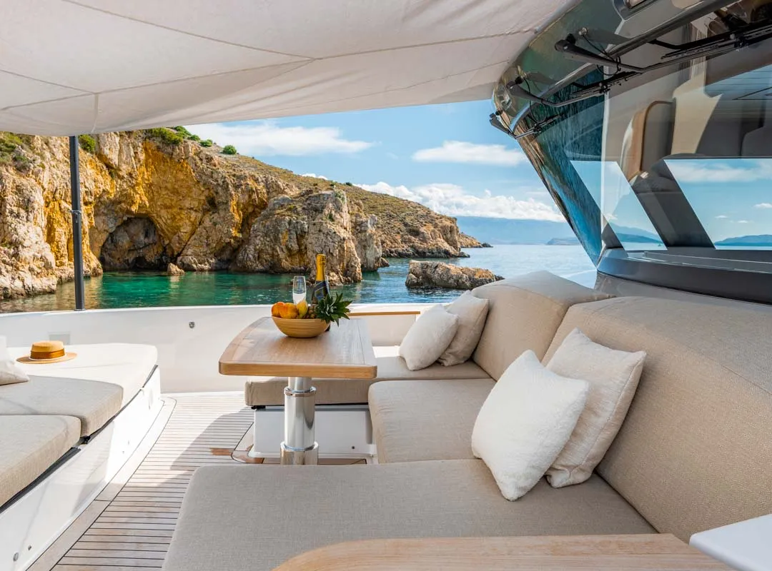 Deck of Kimani, a Bluegame BG74 motor yacht at Punat, Croatia