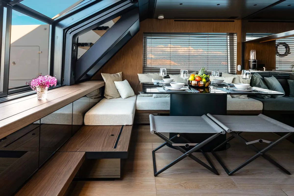 Salon of Kimani, a Bluegame BG74 motor yacht at Punat, Croatia