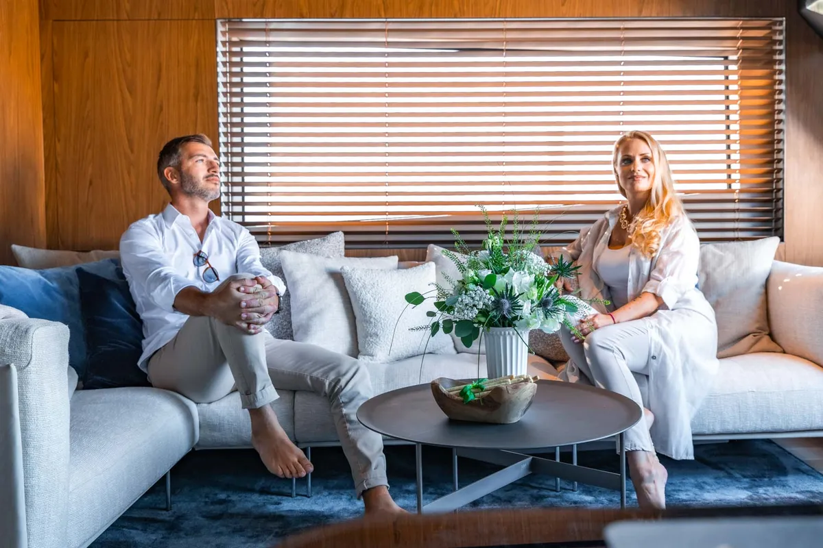Salon of Kimani, a Bluegame BG74 motor yacht at Punat, Croatia