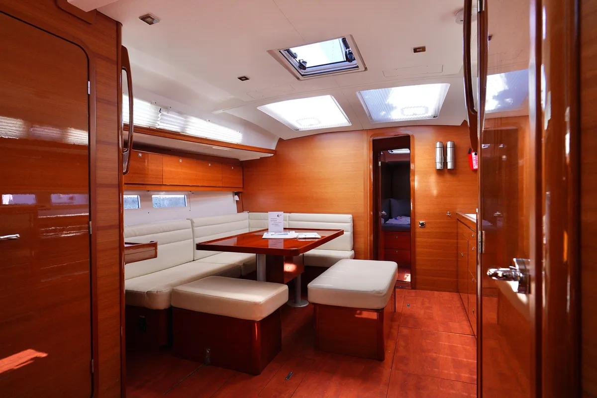 Salon of Red Pepper, a Dufour 460 Grand Large sailboat at Marmaris, Turkey