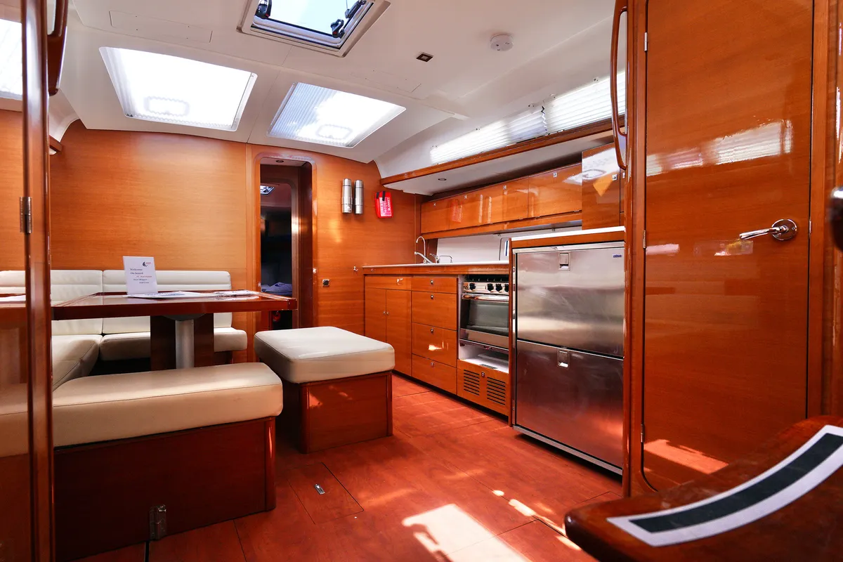 Salon of Red Pepper, a Dufour 460 Grand Large sailboat at Marmaris, Turkey