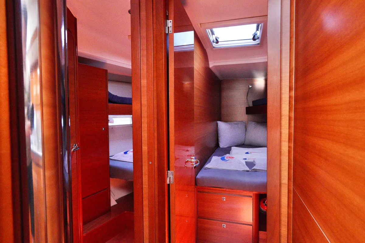 Cabin on Red Pepper, a Dufour 460 Grand Large sailboat at Marmaris, Turkey