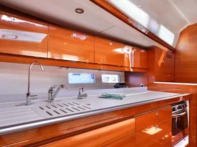 Galley of Red Pepper, a Dufour 460 Grand Large sailboat at Marmaris, Turkey