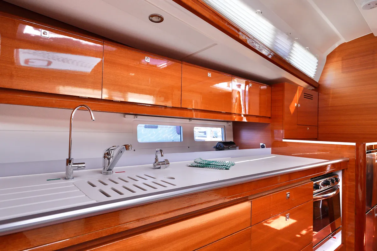 Galley of Red Pepper, a Dufour 460 Grand Large sailboat at Marmaris, Turkey