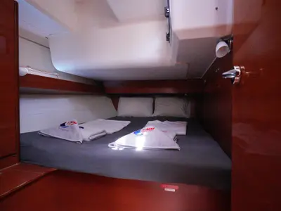 Cabin on Red Pepper, a Dufour 460 Grand Large sailboat at Marmaris, Turkey