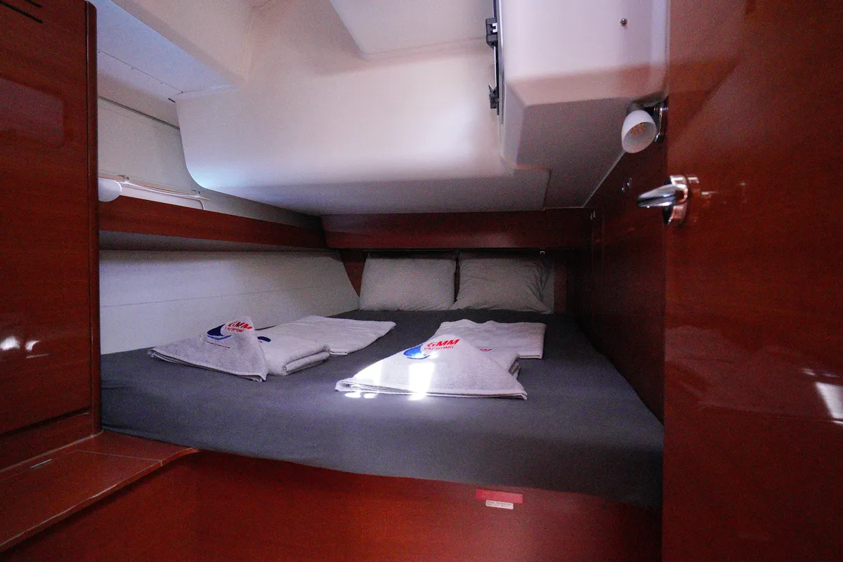 Cabin on Red Pepper, a Dufour 460 Grand Large sailboat at Marmaris, Turkey