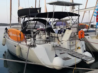 Exterior view of Sifnos 43.1, a Beneteau Oceanis 43 sailboat at Athens, Marina Delta Kallithea, Greece