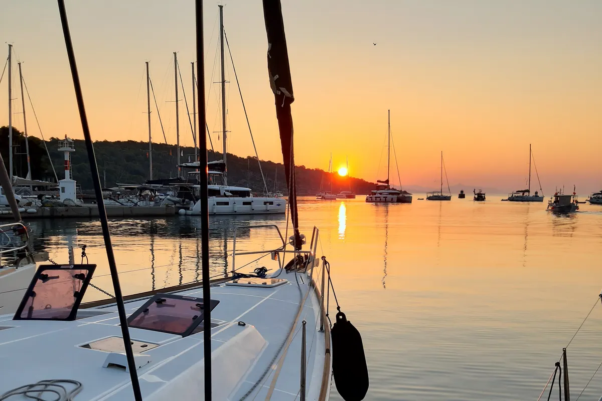 Exterior view of Sifnos 43.1, a Beneteau Oceanis 43 sailboat at Athens, Marina Delta Kallithea, Greece