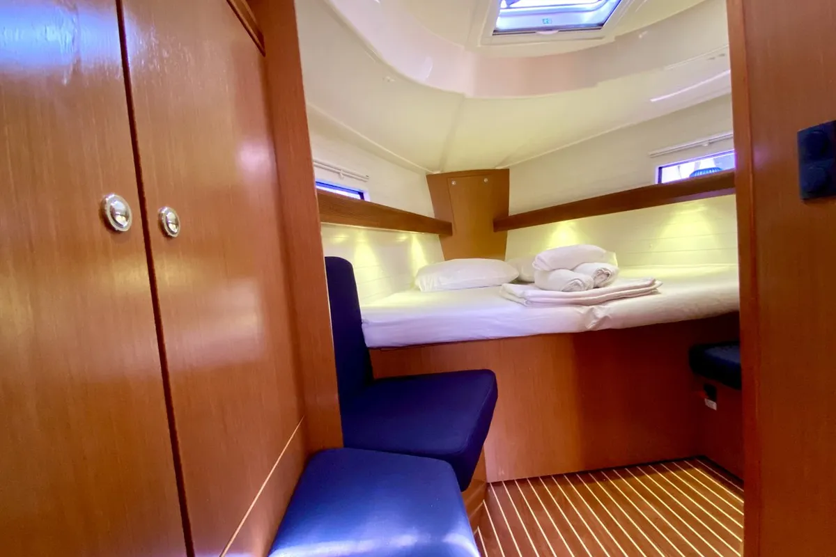 Exterior view of Priceless, a Bavaria Cruiser 40 sailboat at Fethiye, Turkey