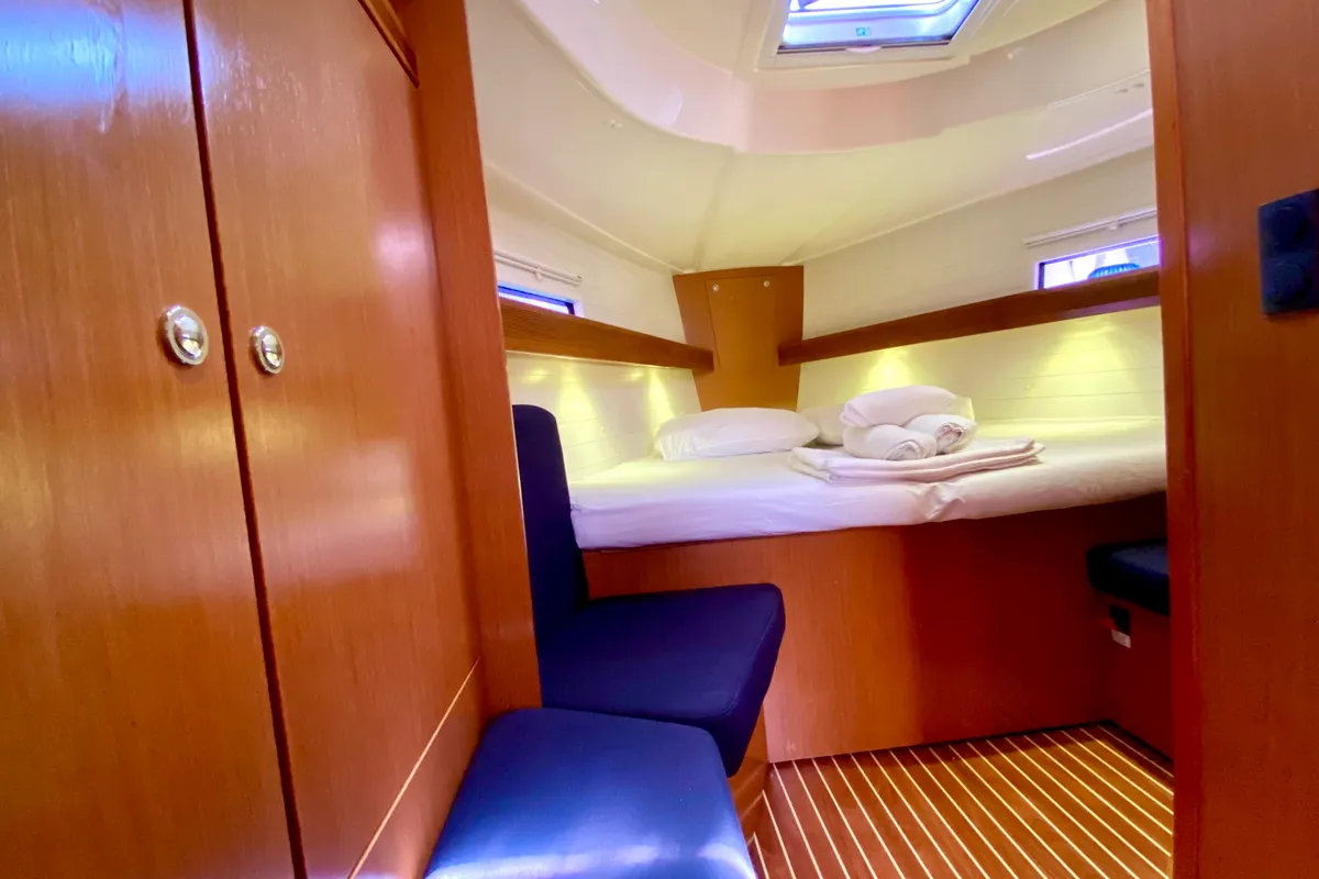 Cabin on Priceless, a Bavaria Cruiser 40 sailboat at Fethiye, Turkey