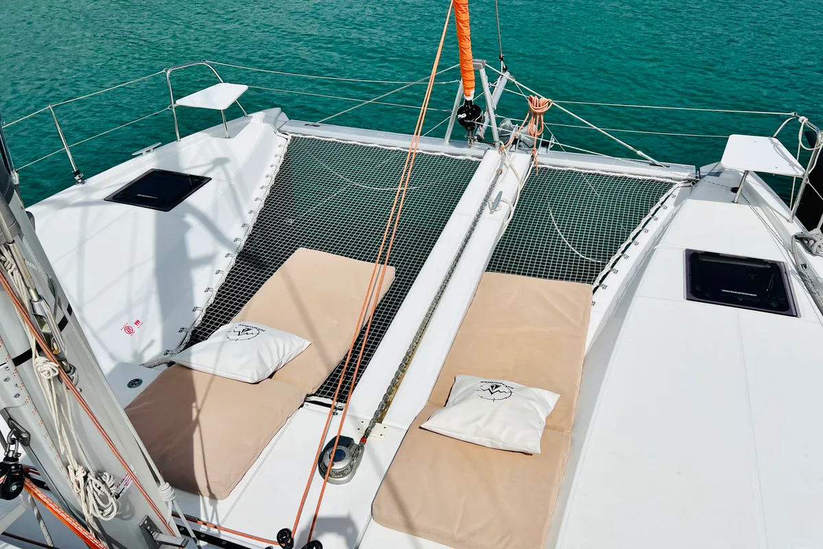 Deck of OLOKUM Denia CREWED, a Excess 11 catamaran at Dénia, Spain