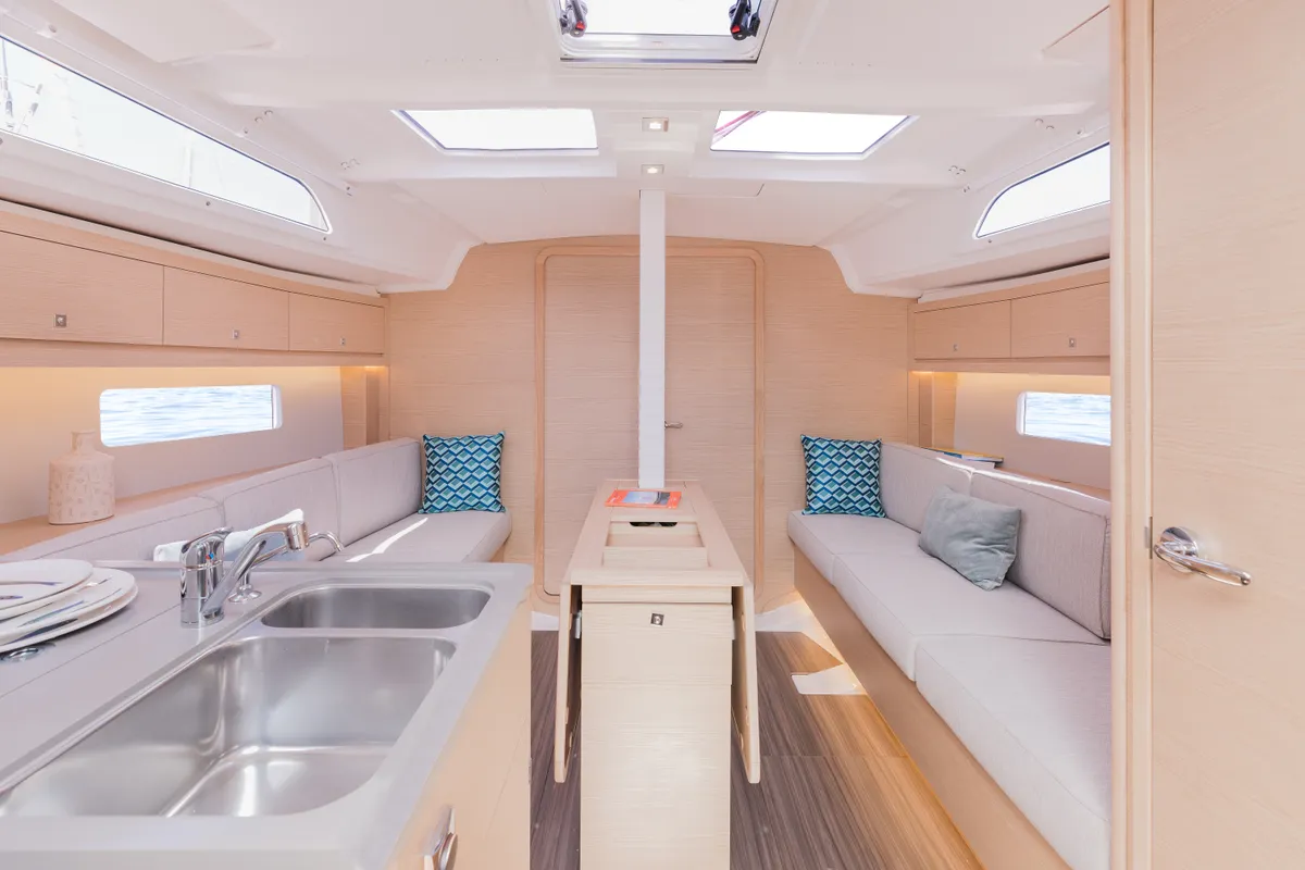 Salon of Sunsail 37.3 Premium Plus, a Dufour 37 sailboat at Općina Marina, Croatia