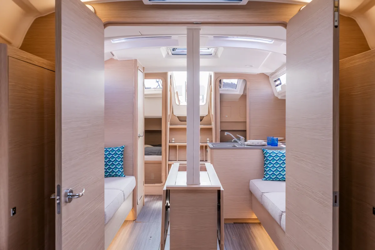 Salon of Sunsail 37.3 Premium Plus, a Dufour 37 sailboat at Općina Marina, Croatia
