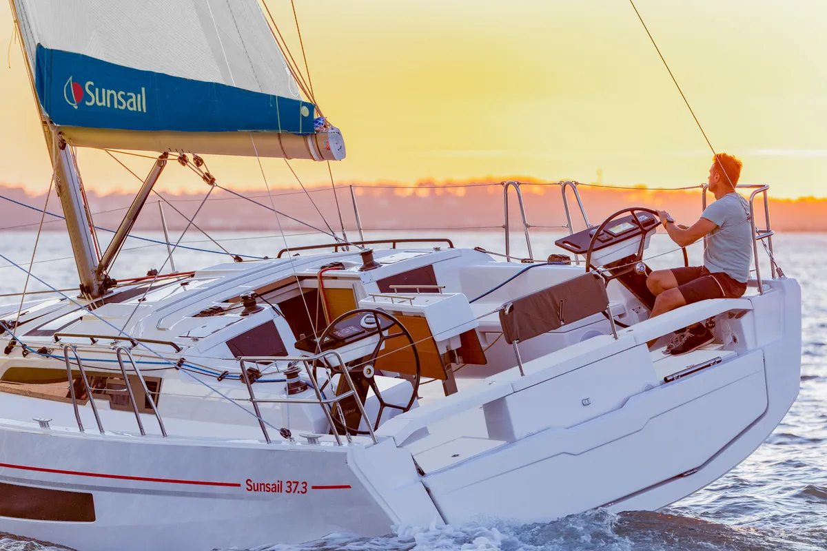 Exterior view of Sunsail 37.3 Premium Plus, a Dufour 37 sailboat at Općina Marina, Croatia