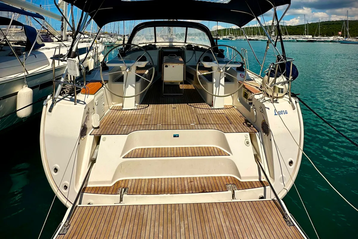 Exterior view of Lavsa, a Bavaria Cruiser 45 sailboat at Općina Sukošan, Croatia