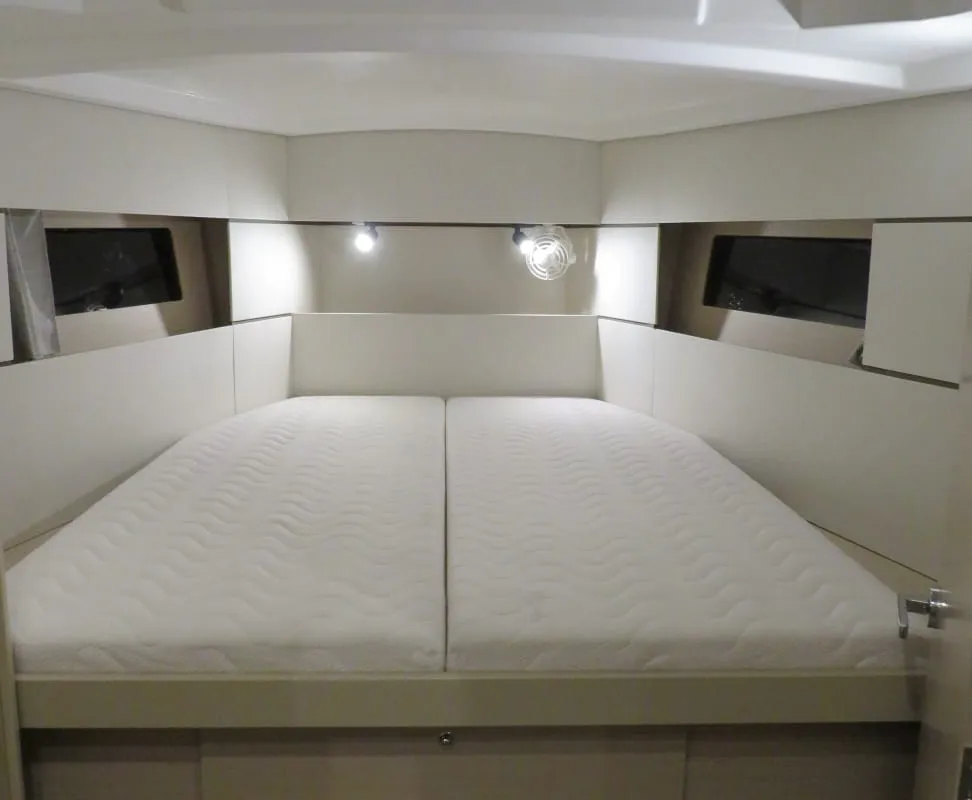 Cabin on Lina, a Beneteau Oceanis 38 sailboat at Procida, Italy