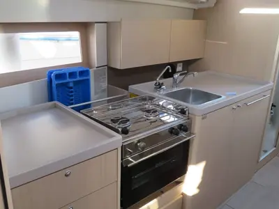 Galley of Lina, a Beneteau Oceanis 38 sailboat at Procida, Italy