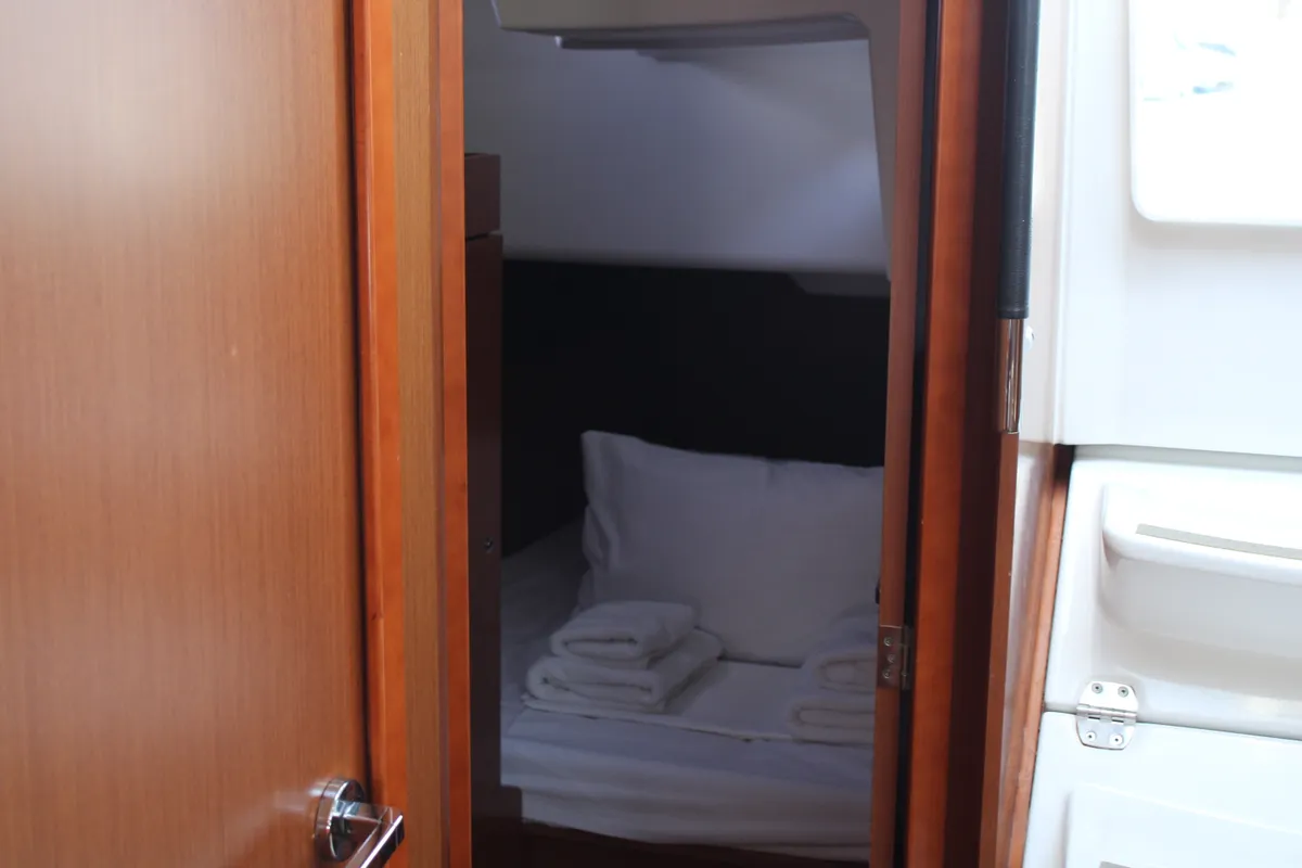 Cabin on Zeus, a Beneteau Oceanis 38.1 sailboat at Lavrion, Greece