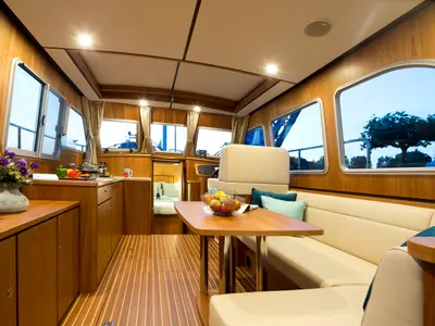 Salon of Adagio, a Linssen Grand Sturdy 35.0 Sedan motor yacht at Kinrooi, Belgium