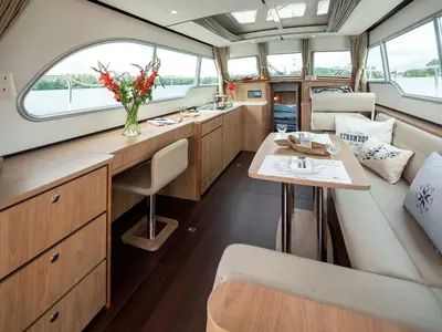 Salon of Adagio, a Linssen Grand Sturdy 35.0 Sedan motor yacht at Kinrooi, Belgium
